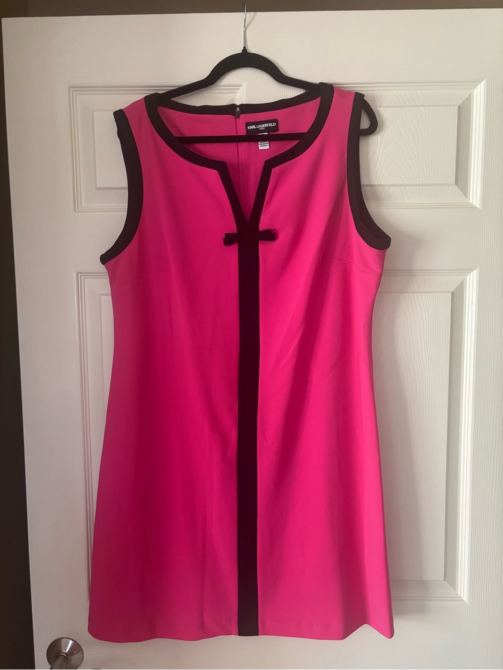 Karl Lagerfeld Hot Pink Sleeveless Shift with Black Trim